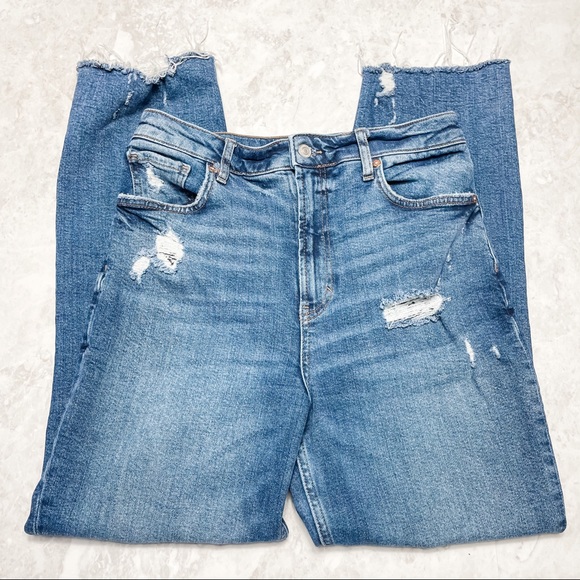 Free People High Waist Slim Straight Jeans Indigo - Picture 4 of 12